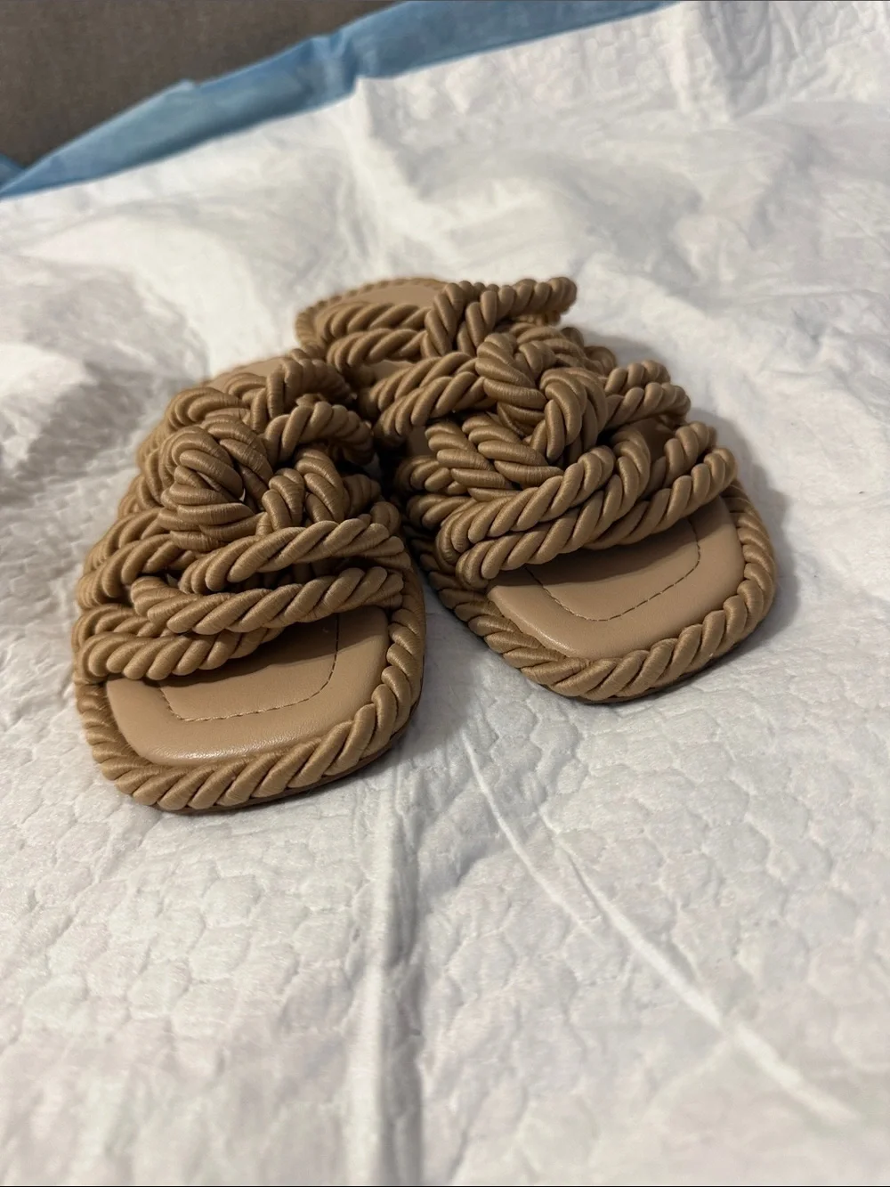 ZARA Tan Rope-Knot Slide Sandals - Picture 3 of 4